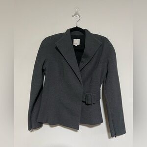 Kay Unger Gray Belted Merino Wool Jacket Size 6 Minimalist Office Academia